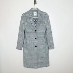 Abercrombie & Fitch Wool Blend Plaid Dad Coat Gray Small